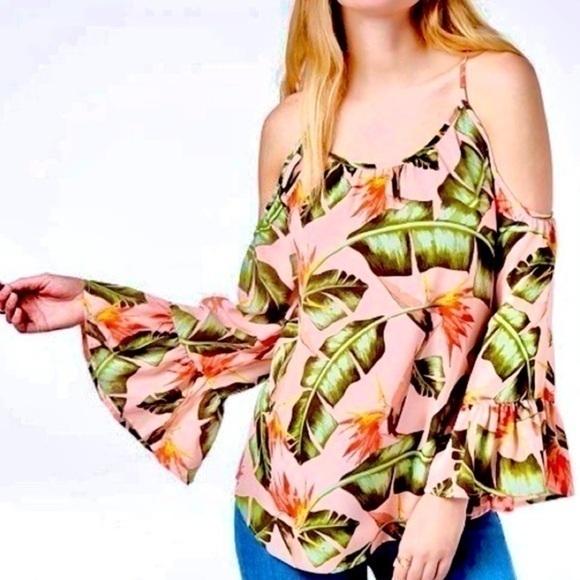 Tropical - Floral Print Off the Shoulder Top! - Picture 1 of 3